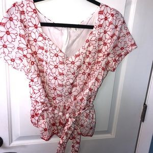 embroidered red blouse